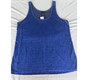 Y2K Glam Going Out Party Festive NWT Lane Bryant Blue Sequin Tank Top Plus Size
